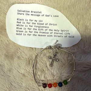 Handcrafted salvation bracelet. Genuine gemstones. Size 7.5 inches